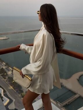 ZARA SCARF SATIN EFFECT SHORT DRESS  SIZE XS